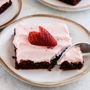 chocolate cake with strawberry frosting